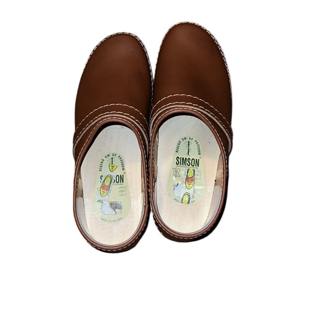 Simson Brown Leather Clogs Size 43